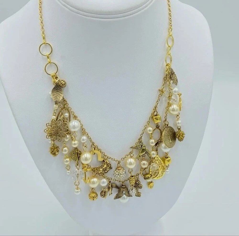 Lenora Dame THIS CHARMING LADY NECKLACE BEAUTIFUL LAYERED Goldtone CHARMS